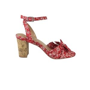 TORRID RED BANDANA BLOCK HEELS 8WW